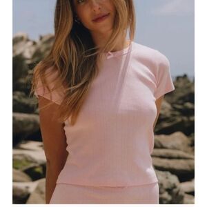 Daily Drills Pointelle Pink Baby Tee NWT